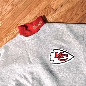 Majestic Gray Turtleneck Sweatshirt with Red Chiefs Accent